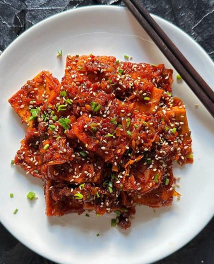 Easy Dubu Jorim (Spicy Korean Braised Tofu)