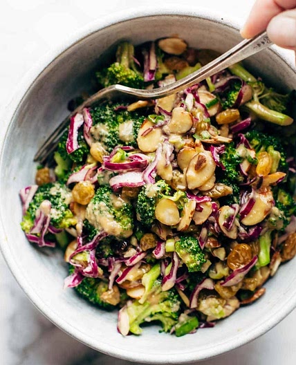 Super Clean Broccoli Salad with Creamy Almond Dressing