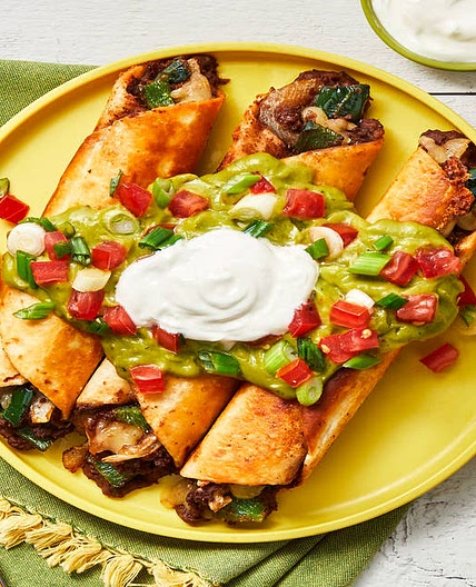 Black Bean & Poblano Flautas with Guacamole & Pico de Gallo