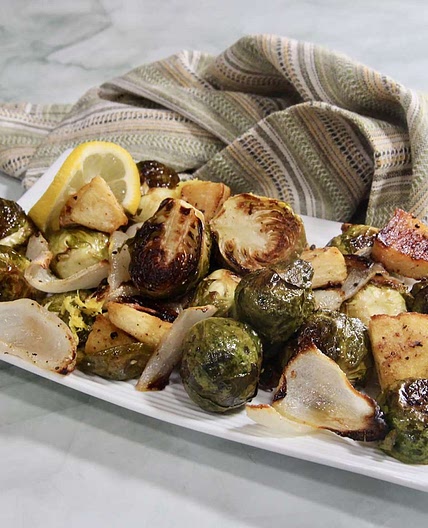 Roasted Apples and Brussels Sprouts