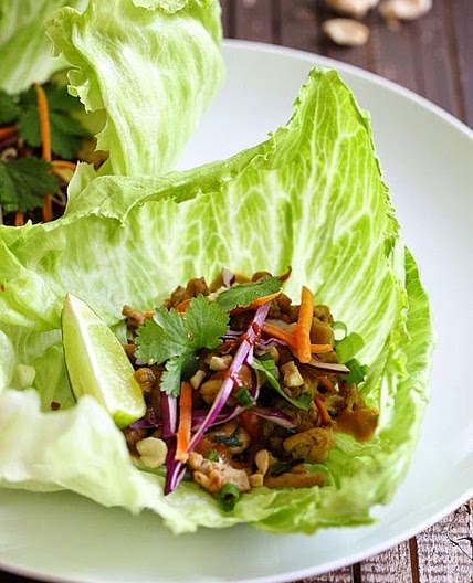 Thai Chicken Peanut Lettuce Tacos