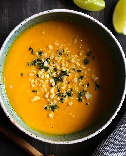 Turmeric Roasted Sweet Potato and Macadamia Soup