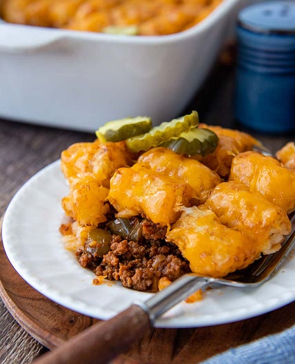 Sloppy Joe Tater Tot Casserole with Ground Beef