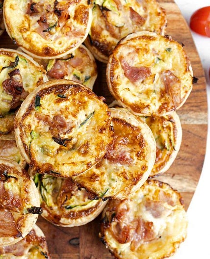 Mini ham and zucchini quiches recipe