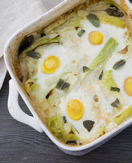 Porri e uova al forno