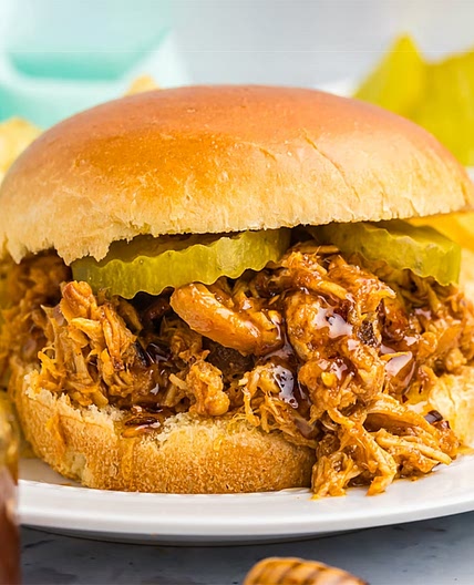 Slow Cooker Hot Honey Chicken Sandwiches