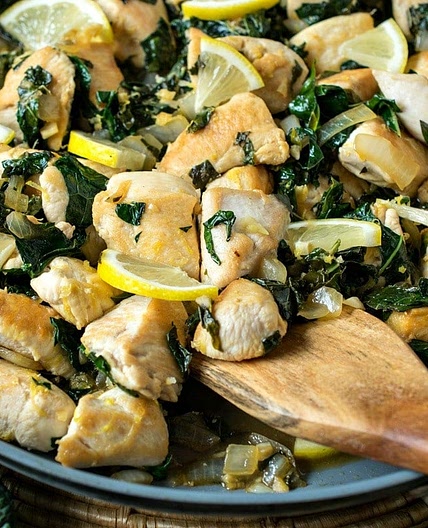 Lemon Basil Chicken with Tuscan Kale and Cauliflower Rice