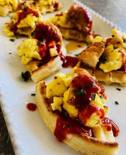 Air Fryer Chicken and Waffle Nachos