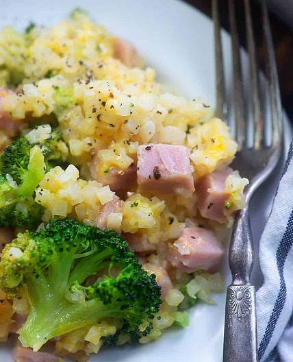 Ham Casserole with Cauliflower Rice