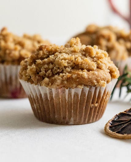 Spiced Cranberry Orange Muffins with Walnut Crumb Topping