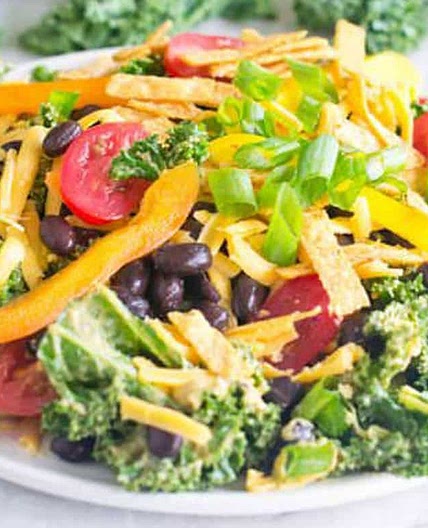 Kale Taco Salad with Chipotle Avocado Dressing