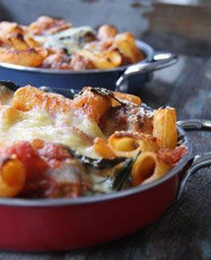 Baked penne with fennel meatballs recipe