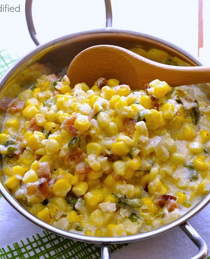 Creamed Corn with Bacon and Poblano Pepper