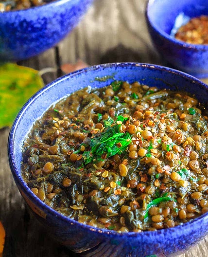 Mediterranean Spicy Spinach and Lentil Soup