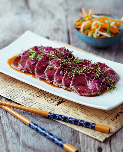 Beef Tataki with Ponzu-Style Dressing and Vegetables