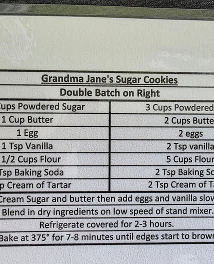 Grandma Jane's Sugar Cookies