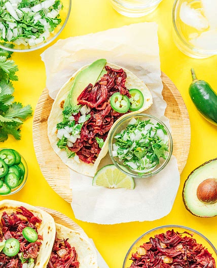 Hibiscus Tacos (Vegan Tacos de Jamaica)
