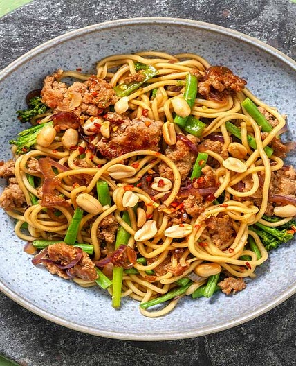 Sticky Bulgogi Pork Noodles with Tenderstem® Broccoli and Green Beans