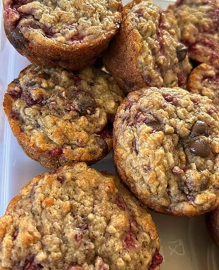Muffin santé framboises et chocolat noir