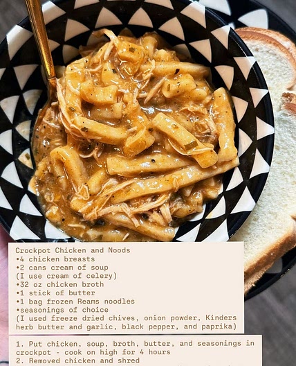 Crockpot chicken and noodles
