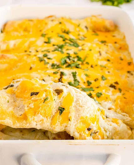 Simple Sour Cream Chicken Enchiladas