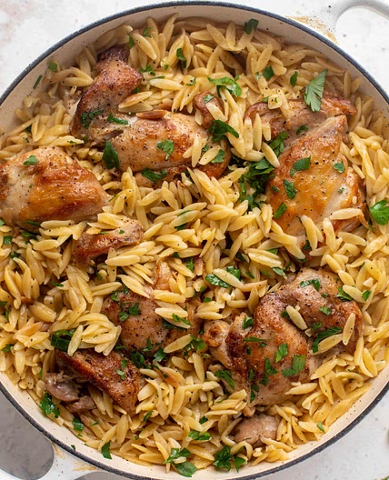 One Pot Garlic Butter Chicken and Orzo
