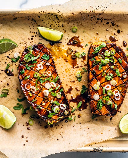 Chili + Honey Roasted Sweet Potatoes With Lime Juice