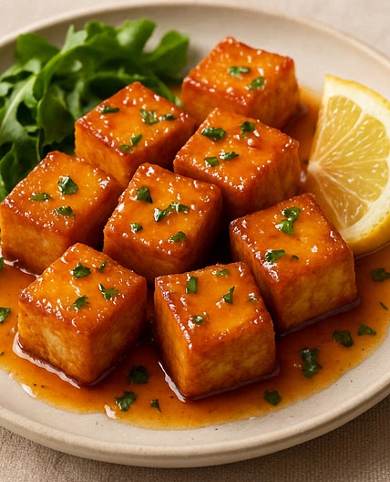 Crispy Tofu with Agave-Lemon Glaze