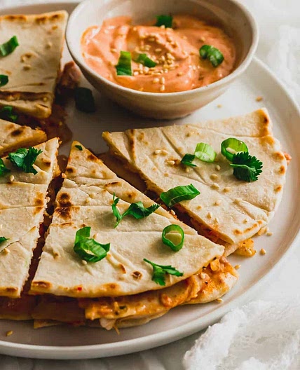 Kimchi Chicken Quesadillas