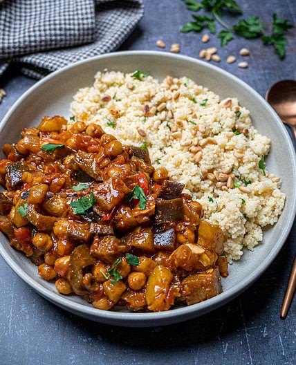 Moroccan Aubergine and Chickpea Tagine