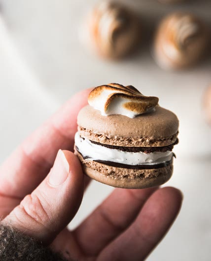 Chocolate French Macarons with Marshmallow Filling