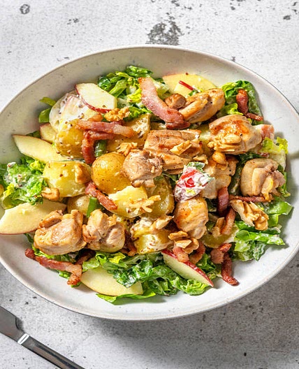 Waldorf Style Salad with Chicken Thigh, Bacon and Walnuts