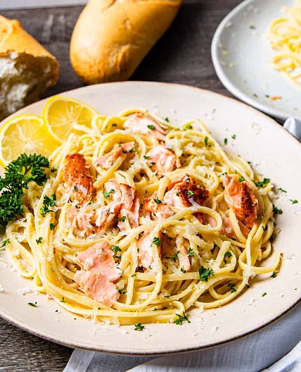 Salmon Pasta with Lemon Cream Sauce
