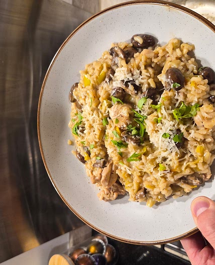 Mushroom and leek risotto