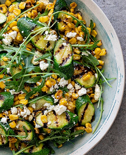 Corn and grilled zucchini salad