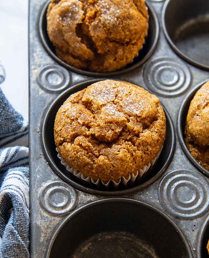 Fluffiest Pumpkin Oat Flour Muffins (5-Minutes)