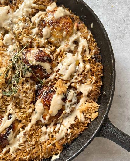 Lemon & Garlic Tahini Chicken & Rice