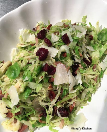 Brussels Sprouts with Almond, Bacon and Cranberries