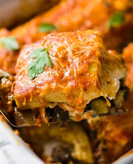 Polenta Lasagna with Smoky Red Pepper Sauce