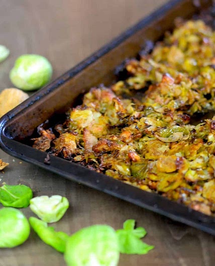 Blue Cheese Brussel Sprouts with Walnuts and Bacon