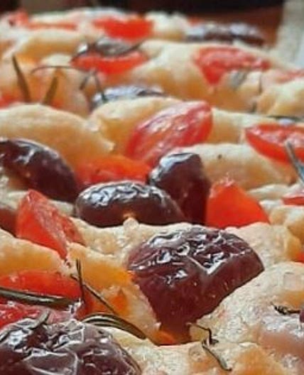 Focaccia Recipe with Olives, Tomatoes & Rosemary!
