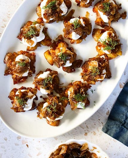CRISPY SMASHED POTATOES & CASHEW CREAM