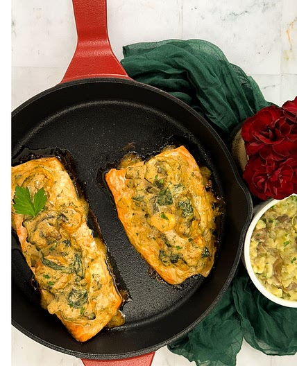 Shrimp and Spinach Stuffed Salmon