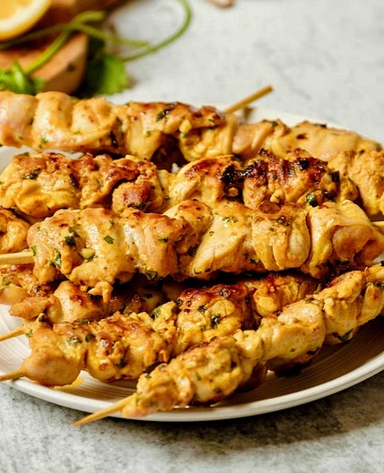Lemony Marinated Chicken Skewers