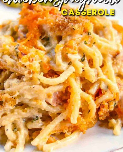 Cheesy Chicken Spaghetti Casserole
