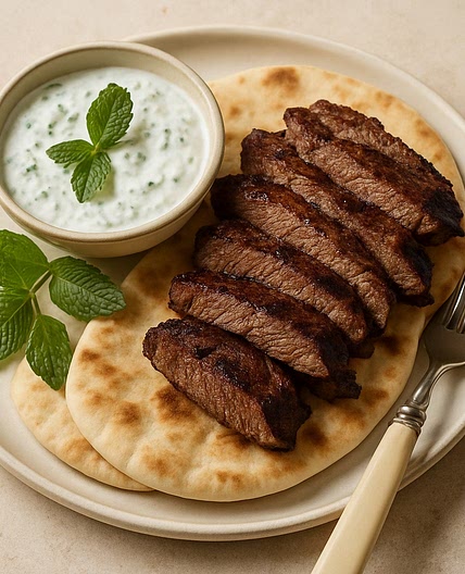Lamsvlees met pita en muntdip