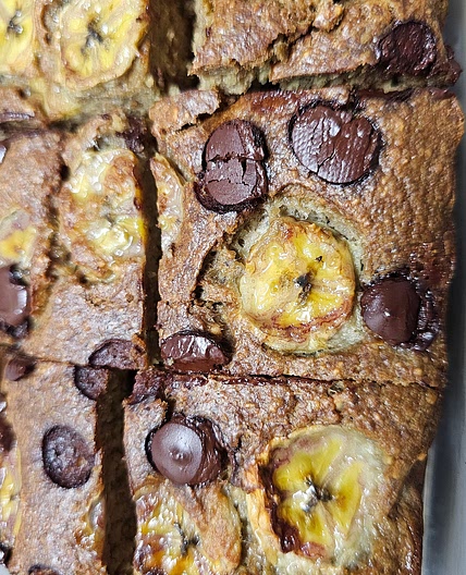 Oat Flour Banana Choc Cake