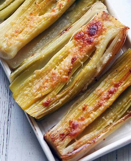 Roasted Leeks with Olive Oil and Parmesan