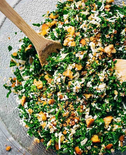 Toasted Bread and Parmesan Kale Salad