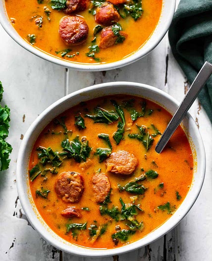 Spicy Sausage, Sweet Potato and Kale Soup {Paleo, Whole30}